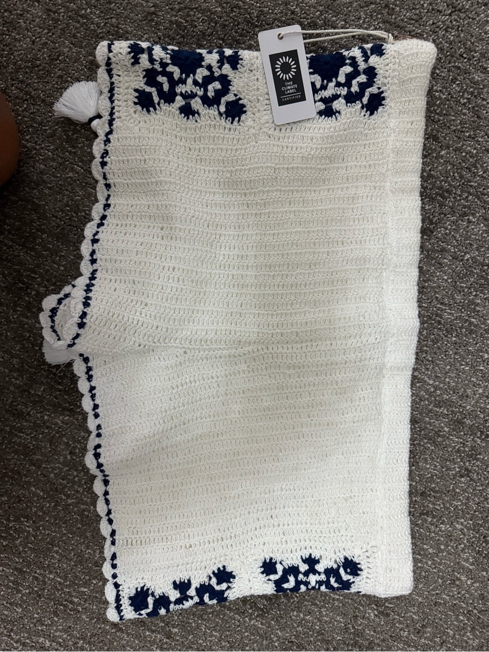 SAYLOR White and Navy Crochet shorts